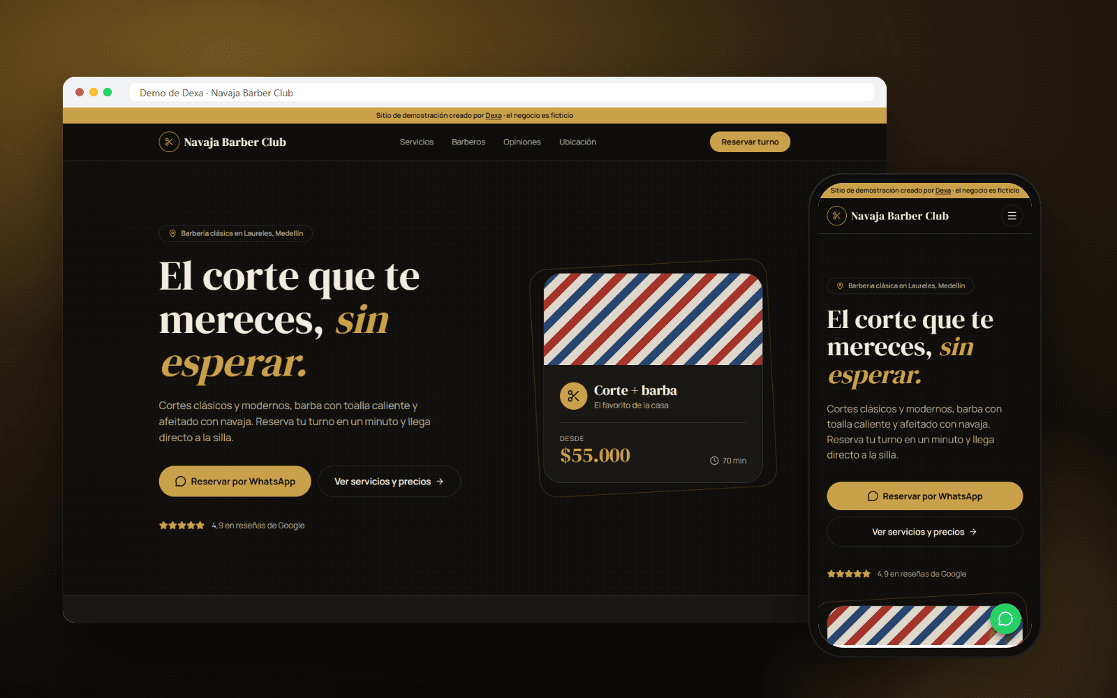 Captura del sitio Navaja Barber Club